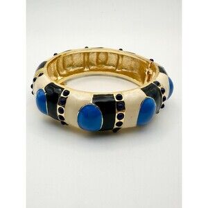 J.Crew Gold tone enamel hinged bangle Bracelet READ